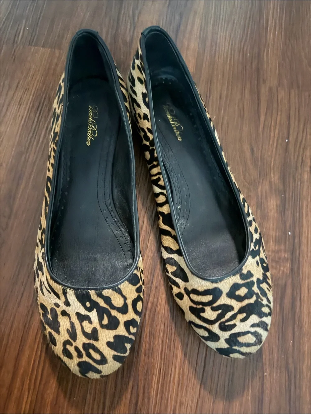 Brooks Brothers Leopard-Print Ballet Flats in Black and Tan